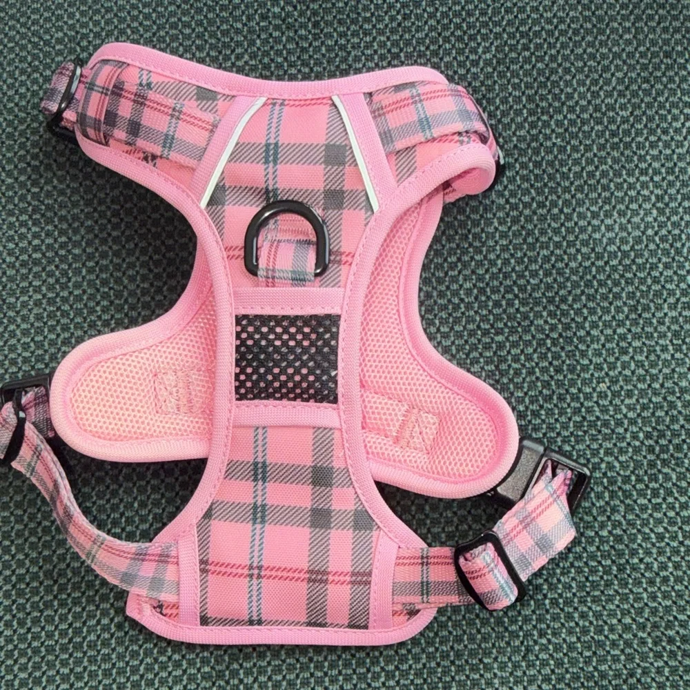 Pink Plaid Dog Harness